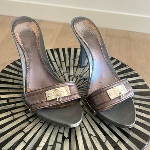 Christian Dior Logo Silver sandals